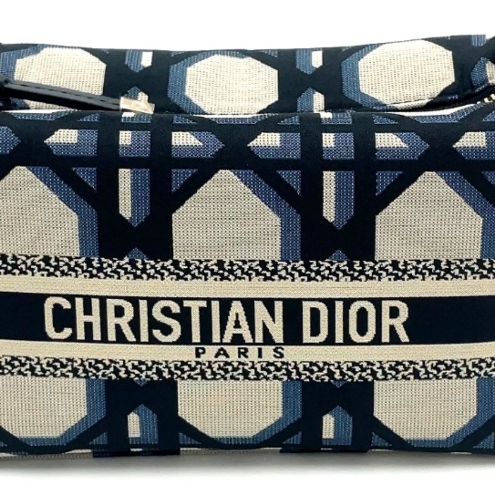 Authentic Christian Dior DiorTravel Nomad Pouch Small Blue Macrocannage Canvas - Picture 3 of 16